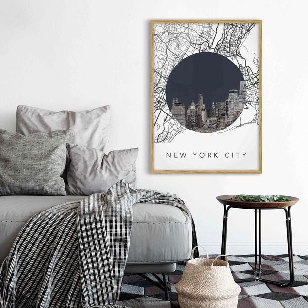Obrazy w ramie do korytarzu Kolaż z mapą miasta Nowy Jork