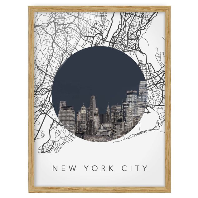 Obrazy w ramie do łazienki Kolaż z mapą miasta Nowy Jork