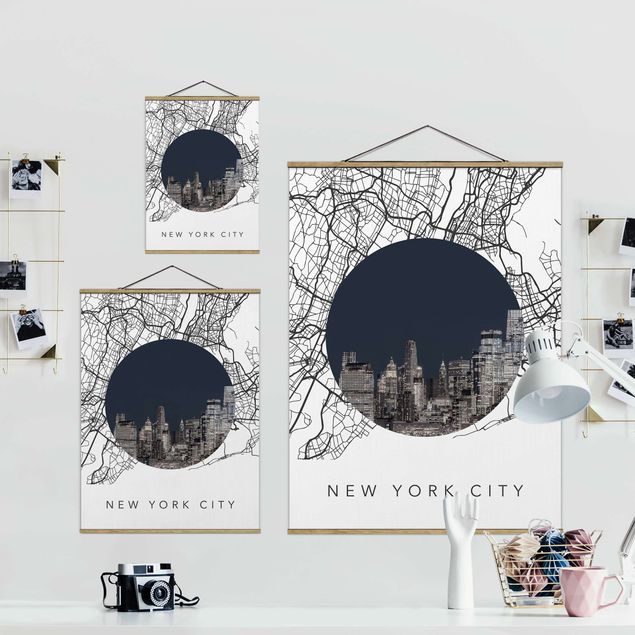 Czarno białe obrazki Kolaż z mapą miasta Nowy Jork