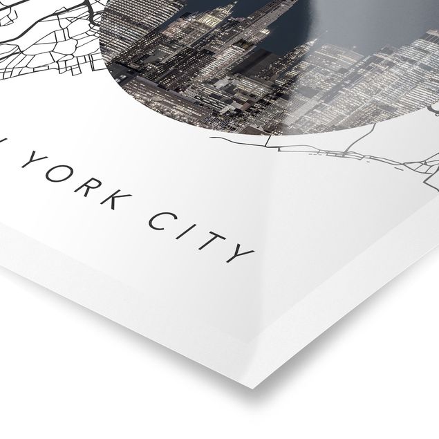 Czarno białe obrazy Kolaż z mapą miasta Nowy Jork