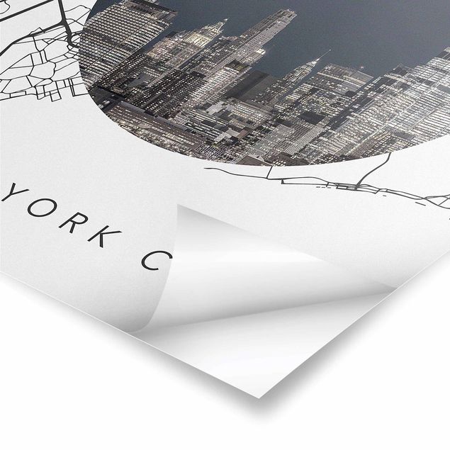 Obraz niebieski Kolaż z mapą miasta Nowy Jork