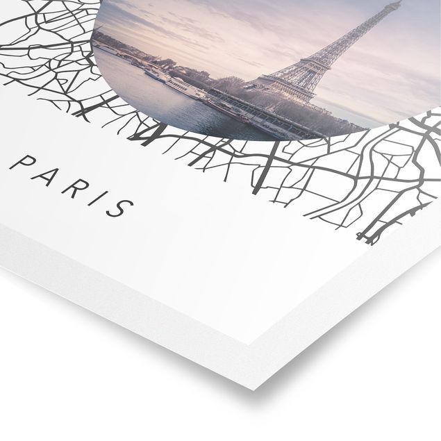 Obrazy Paryż Kolaż z mapą miasta Paryż