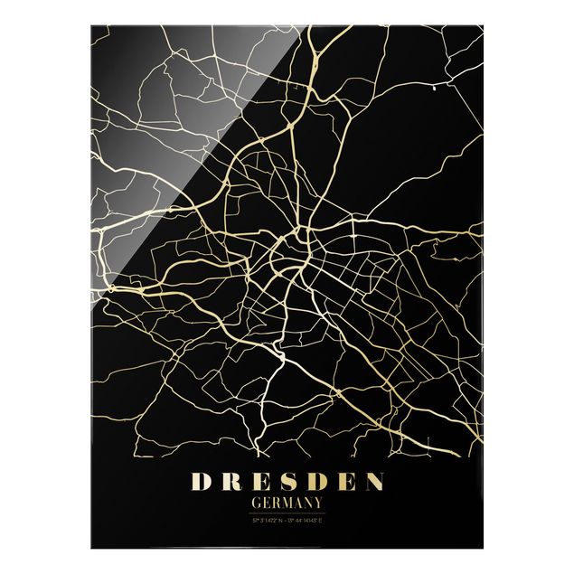Obraz na szkle - Mapa miasta Drezno - Klasyczna czerń