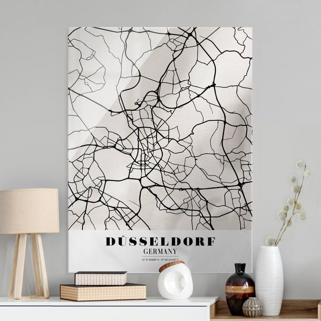 Obrazy na szkle portret Mapa miasta Düsseldorf - Klasyczna
