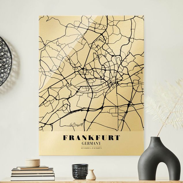 Obrazy na szkle portret Mapa miasta Frankfurt - Klasyczna