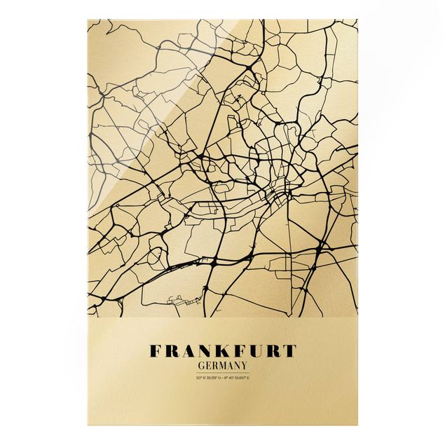 Obraz na szkle - Mapa miasta Frankfurt - Klasyczna