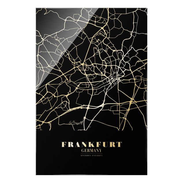 Obrazy do salonu nowoczesne Mapa miasta Frankfurt - Klasyczna czerń