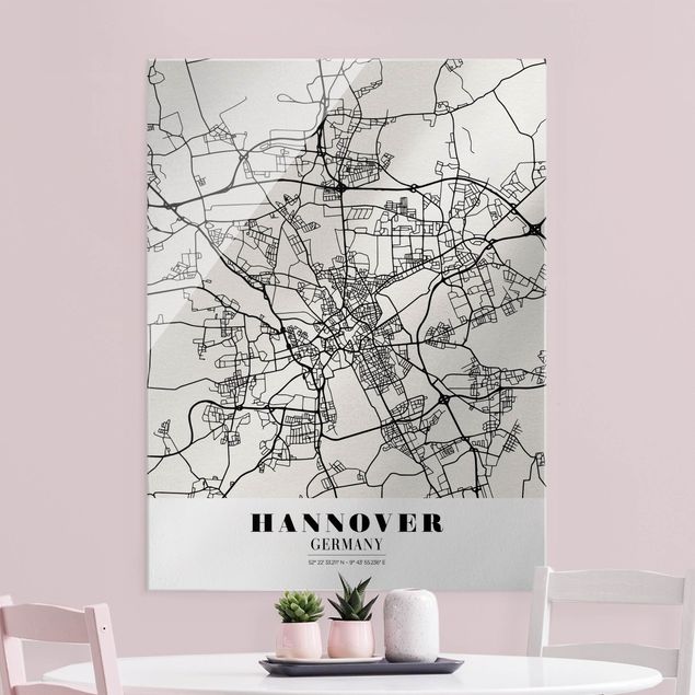Obrazy na szkle portret Mapa miasta Hanower - Klasyczna