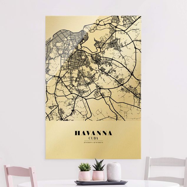 Obrazy na szkle portret Mapa miasta Hawana - Klasyczna