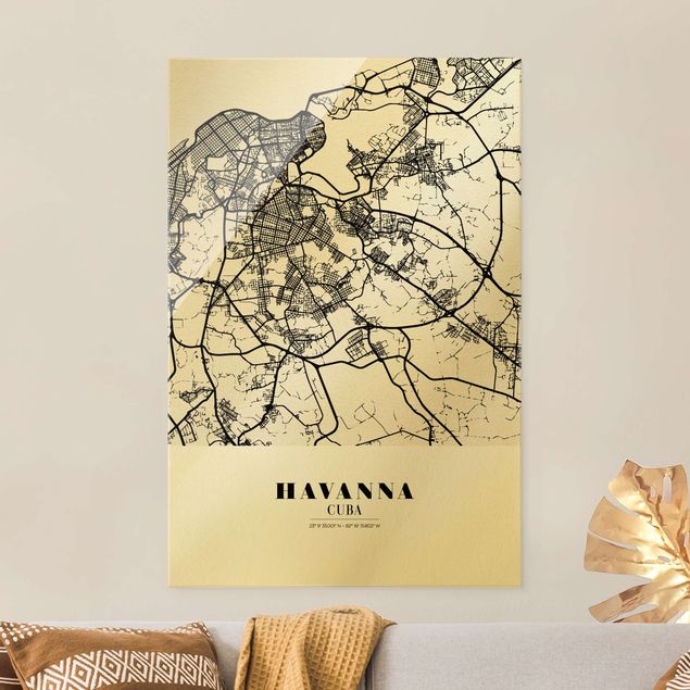 Obrazy na szkle mapy Mapa miasta Hawana - Klasyczna