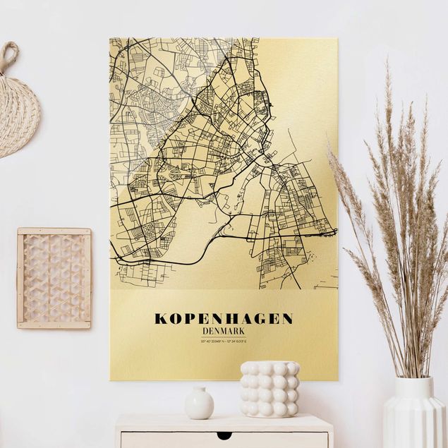 Obrazy na szkle architektura i horyzont City Map Copenhagen - Klasyczna