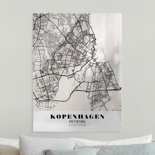 Obrazy na szkle portret City Map Copenhagen - Klasyczna