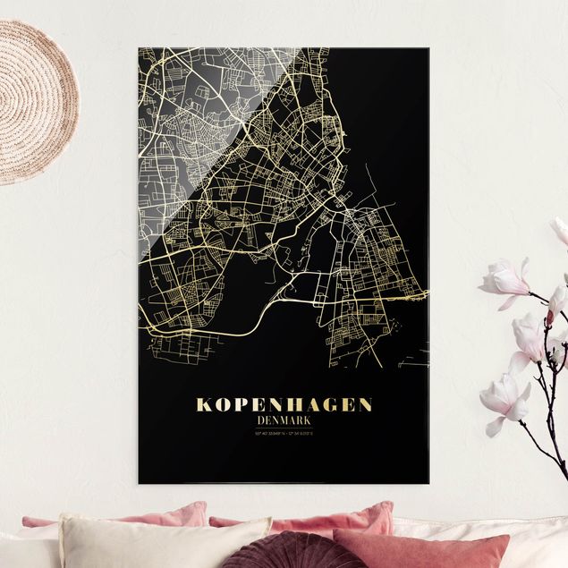 Dekoracja do kuchni Mapa miasta Kopenhaga - Klasyczna czerń