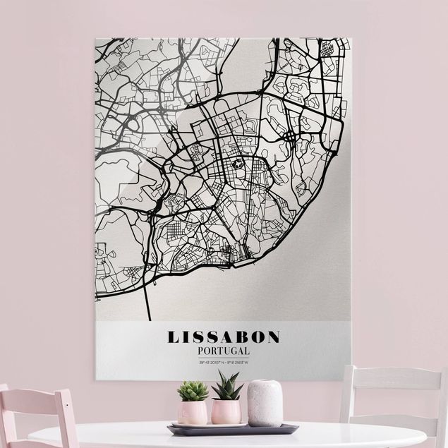 Obrazy na szkle portret City Map Lisbon - Klasyczna