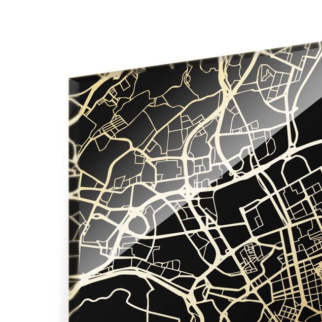 Obrazy nowoczesne Mapa miasta Lisbon - Klasyczna Black