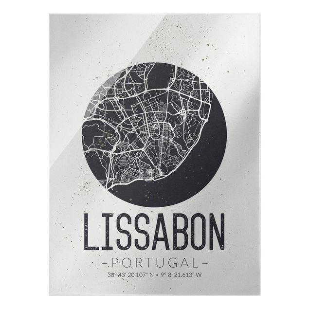 Obrazy do salonu Mapa miasta Lizbona - Retro