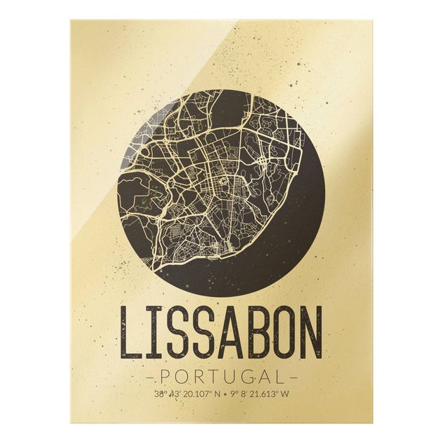 Obrazy do salonu Mapa miasta Lizbona - Retro