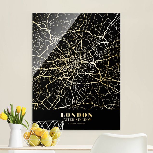 Obrazy na szkle Londyn Mapa miasta London - Klasyczna Black