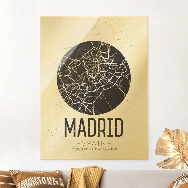Dekoracja do kuchni Mapa miasta Madryt - Retro