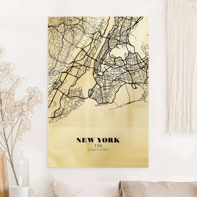 Obrazy na szkle architektura i horyzont Mapa miasta Nowy Jork - Klasyczna
