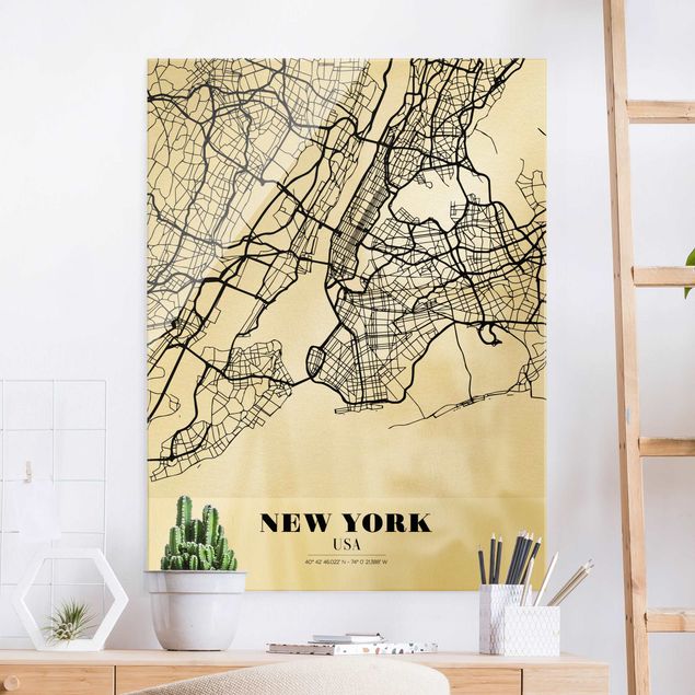 Obrazy na szkle Nowy Jork Mapa miasta Nowy Jork - Klasyczna