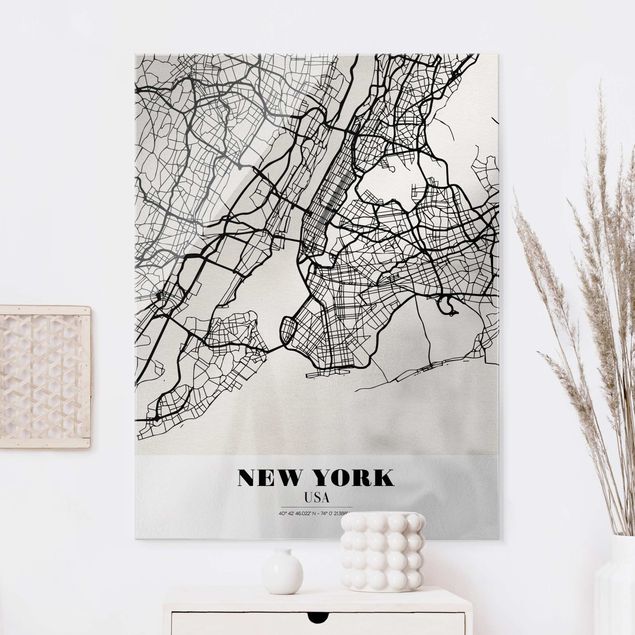 Obrazy na szkle Nowy Jork Mapa miasta Nowy Jork - Klasyczna