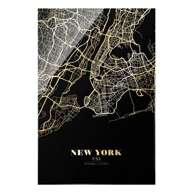 Nowy Jork obrazy Mapa miasta Nowy Jork - Klasyczna czerń