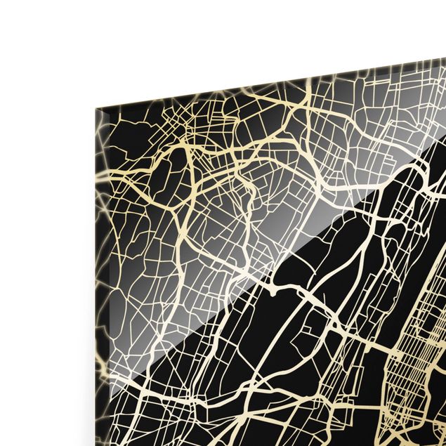 Obrazy na szkle mapy Mapa miasta Nowy Jork - Klasyczna czerń