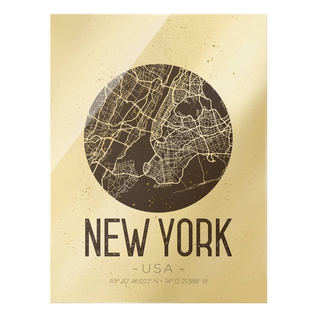 Obrazy Nowy Jork Mapa miasta Nowy Jork - Retro