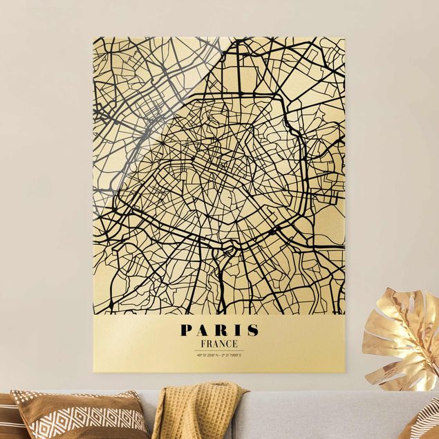 Obrazy na szkle Paryż City Map Paris - Klasyczna