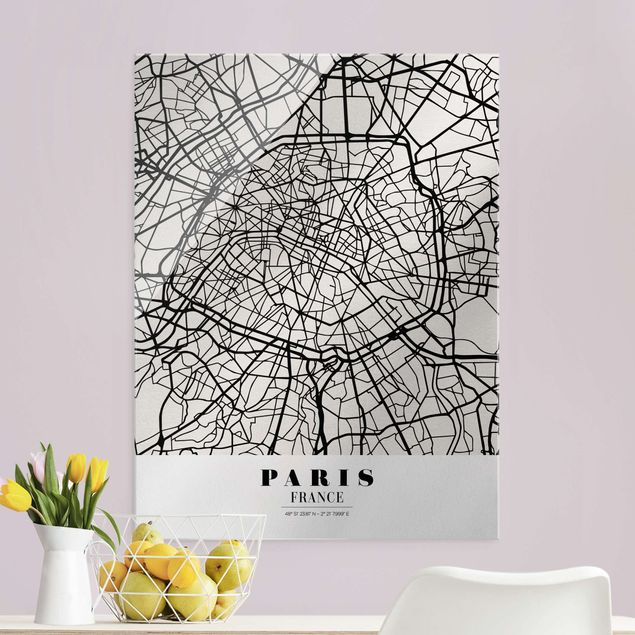 Obrazy na szkle Paryż City Map Paris - Klasyczna