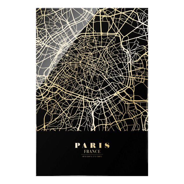 Paryż obraz Mapa miasta Paris - Klasyczna Black