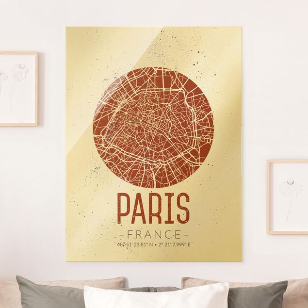 Dekoracja do kuchni Mapa miasta Paryż - Retro