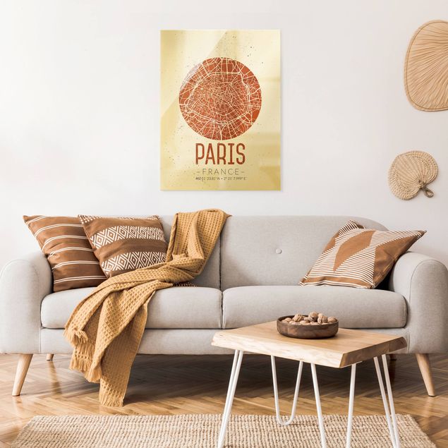 Nowoczesne obrazy Mapa miasta Paryż - Retro