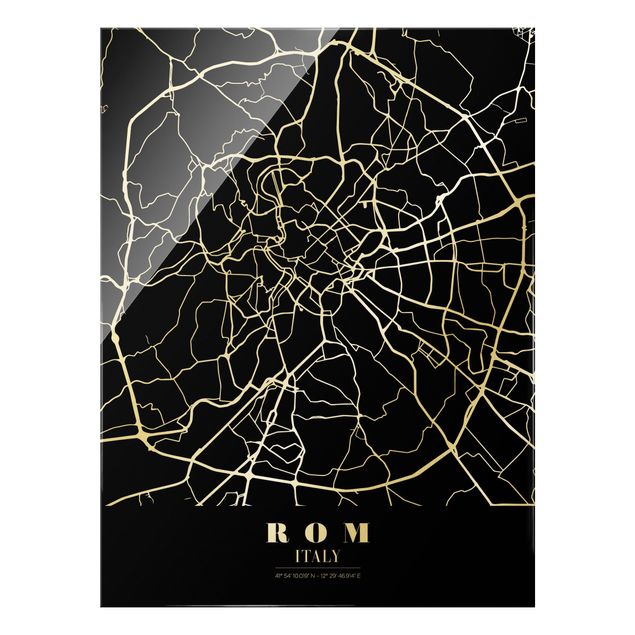 Obrazy do salonu Mapa miasta Rome - Klasyczna Black