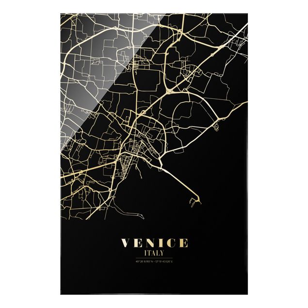 Obrazy do salonu Mapa miasta Venice - Klasyczna Black