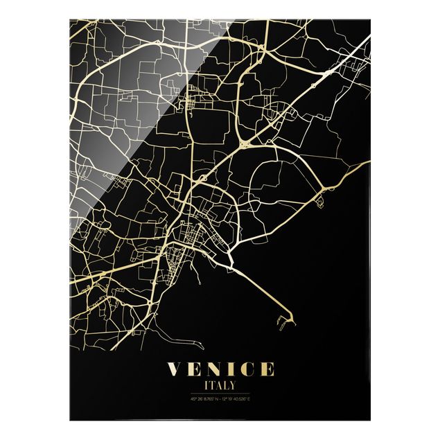 Obrazy do salonu Mapa miasta Venice - Klasyczna Black