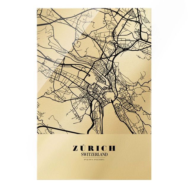Obrazy do salonu Mapa miasta Zurych - Klasyczna