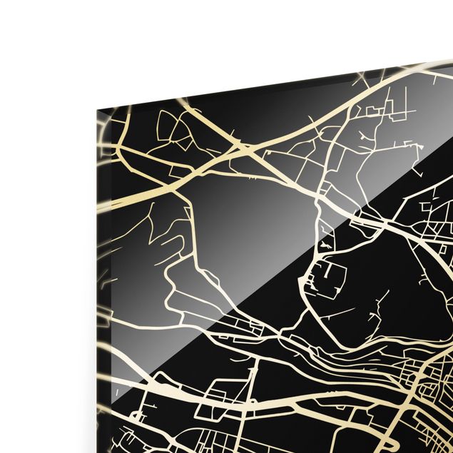 Obraz na szkle - Mapa miasta Zurych - Klasyczna czerń