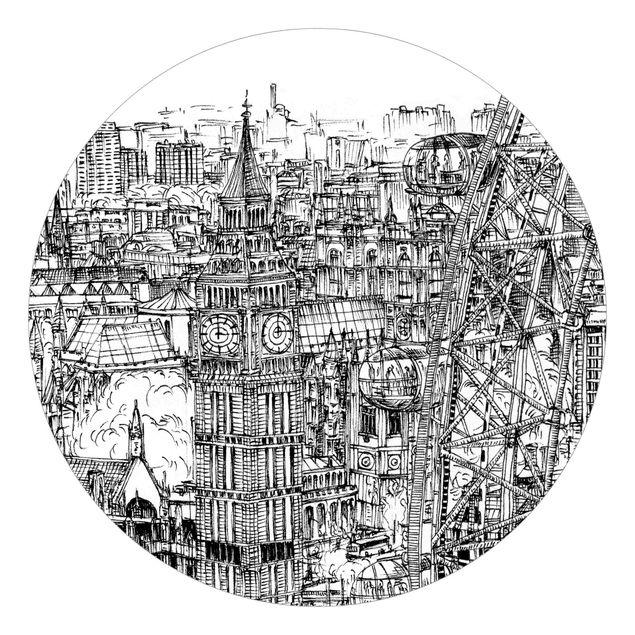 Fototapeta czarno biała Studium miasta - London Eye