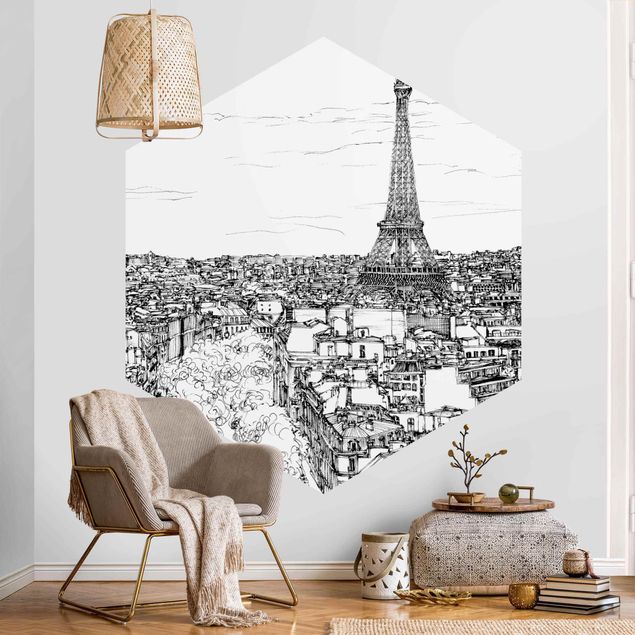 Fototapeta czarno biała Studium miasta - Paryż