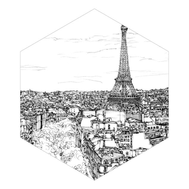 Sześciokątna tapeta samoprzylepna - Studium miasta - Paryż