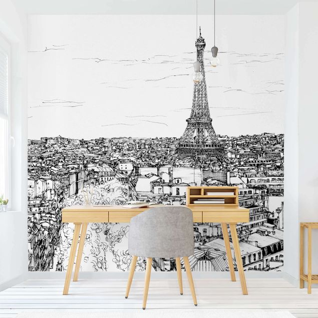 Fototapeta czarno biała Studium miasta - Paryż