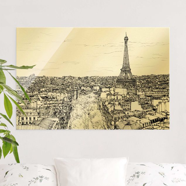 Obrazy na szkle architektura i horyzont Studium miasta - Paryż