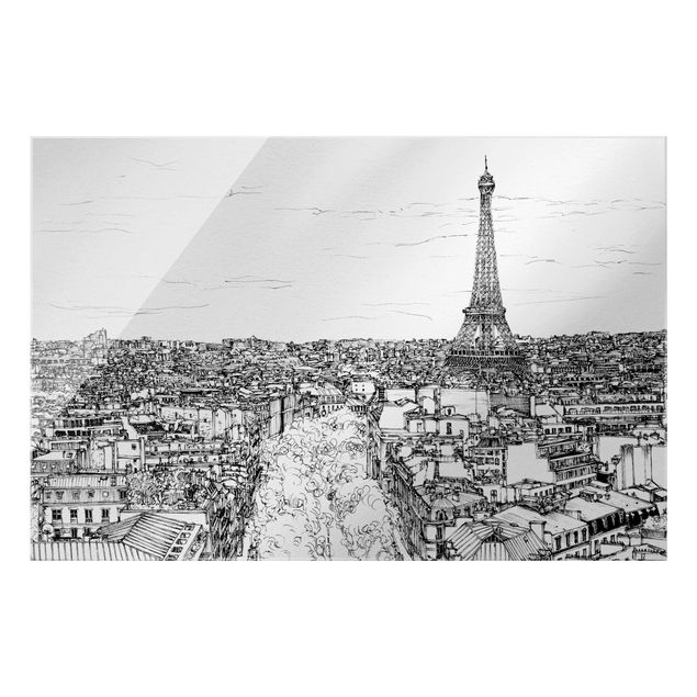Obrazy na szkle poziomy Studium miasta - Paryż
