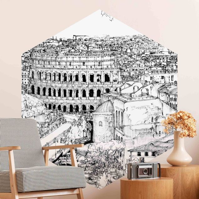 Tapeta biała Studium miasta - Rzym