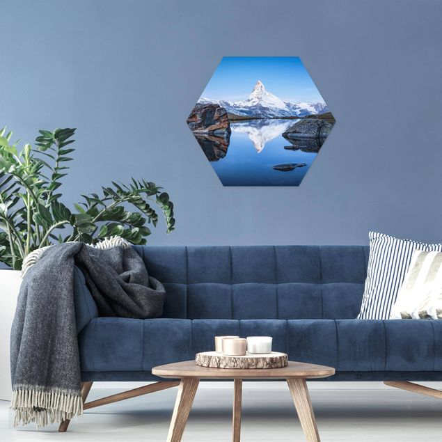 Nowoczesne obrazy do salonu Jezioro Stelli przed Matterhornem
