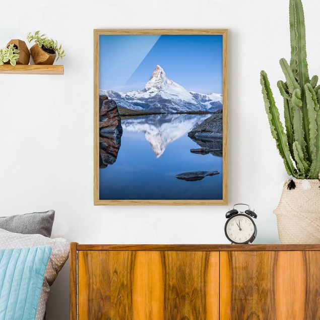 Obrazy w ramie krajobraz Jezioro Stelli przed Matterhornem