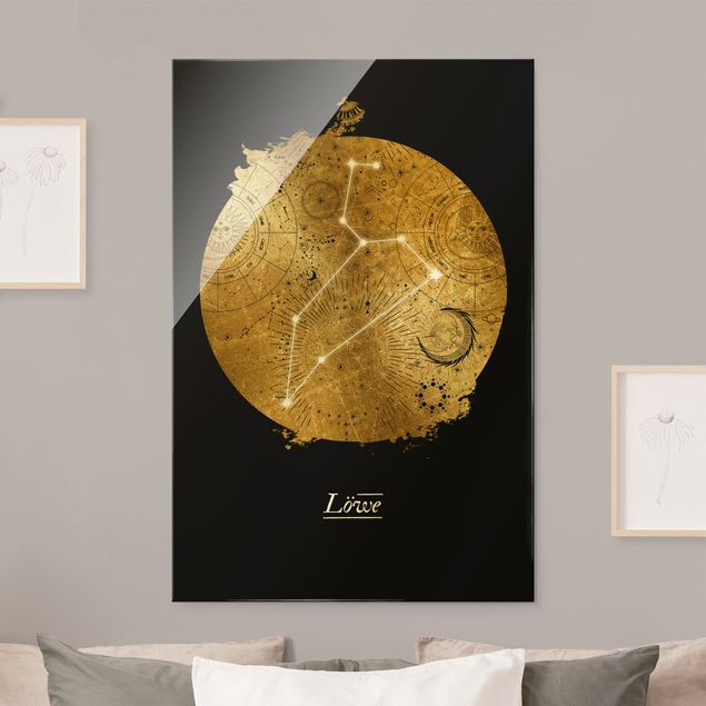 Obraz lwa Znak zodiaku Lew Szare złoto