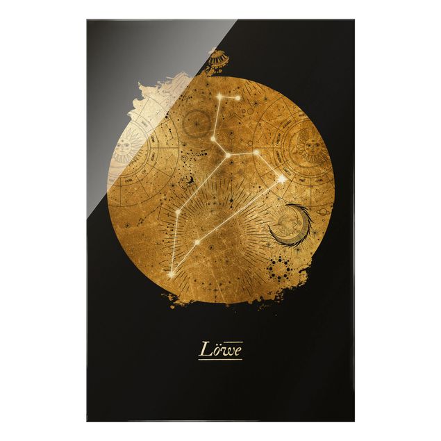 Nowoczesne obrazy Znak zodiaku Lew Szare złoto